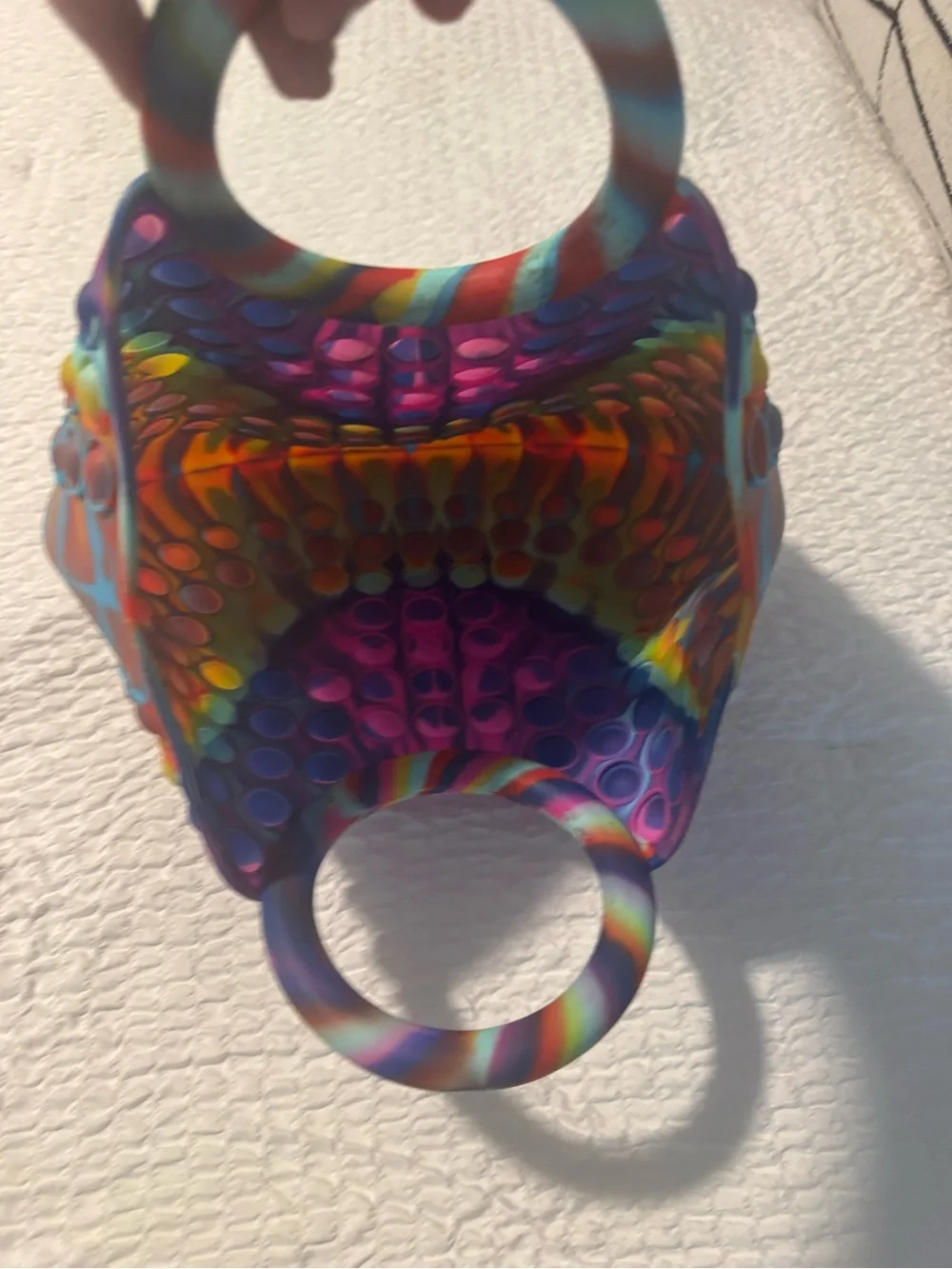 Multicolor Rainbow Pop-It Silicone Circle-Handle Tote Bag